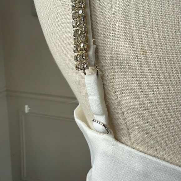 NWT Bagatelle White Large Bow Crop Top Rhinestone Straps 8 - Picture 6 of 11